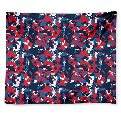 Blue Red And White Digital Camo Print Tapestry