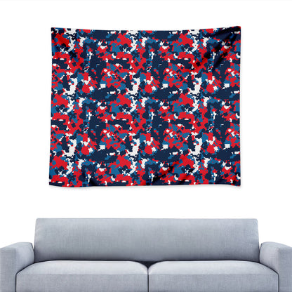 Blue Red And White Digital Camo Print Tapestry