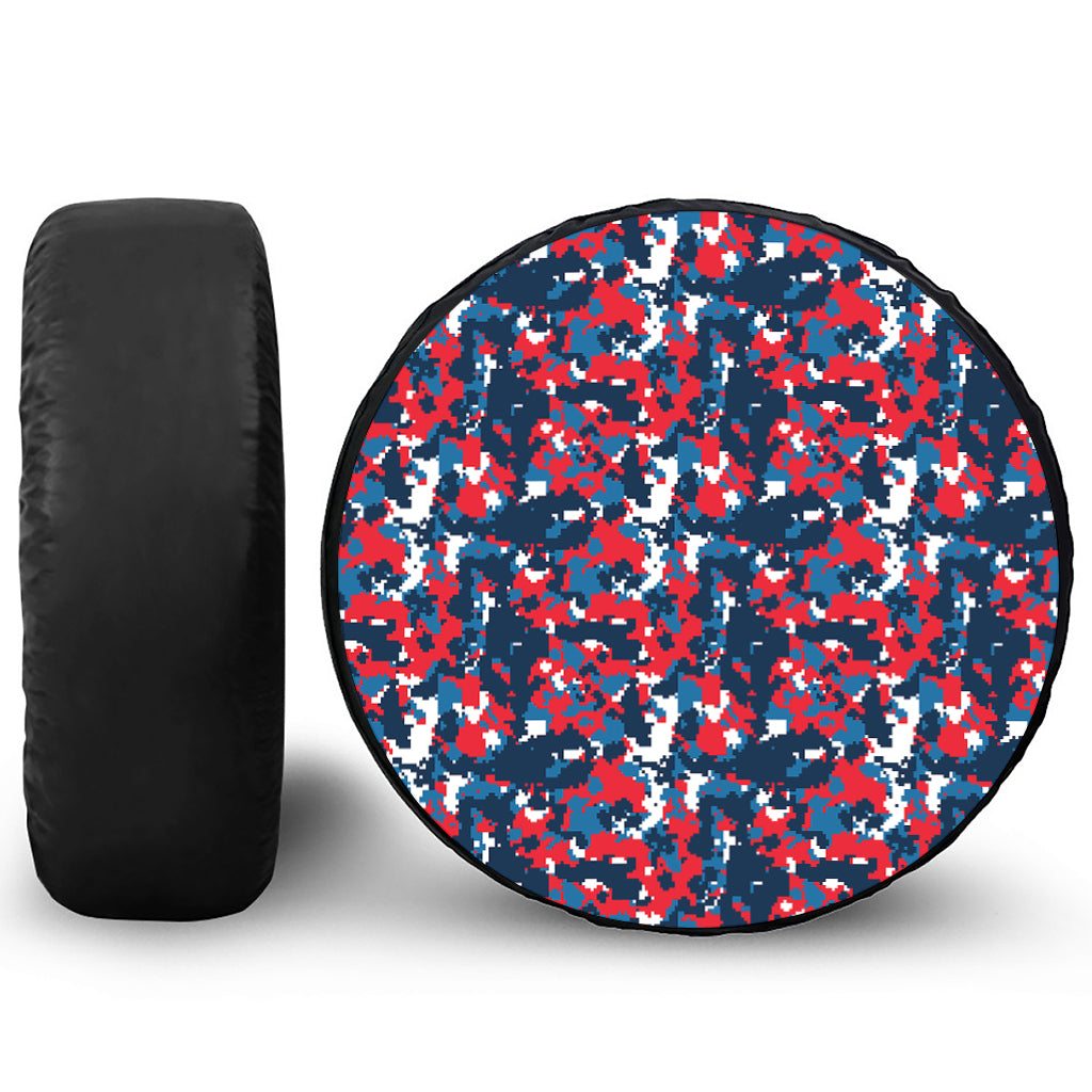 Blue Red And White Digital Camo Print Tire Cover