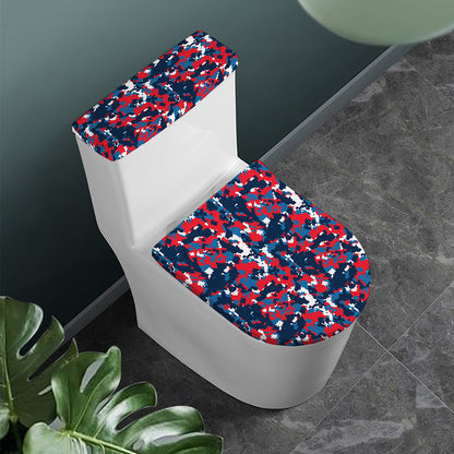 Blue Red And White Digital Camo Print Toilet Lid And Tank Cover Set