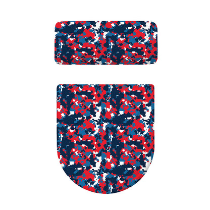 Blue Red And White Digital Camo Print Toilet Lid And Tank Cover Set