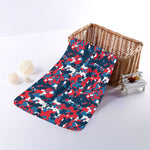 Blue Red And White Digital Camo Print Towel