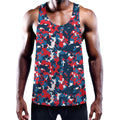 Blue Red And White Digital Camo Print Men's Workout Tank Top