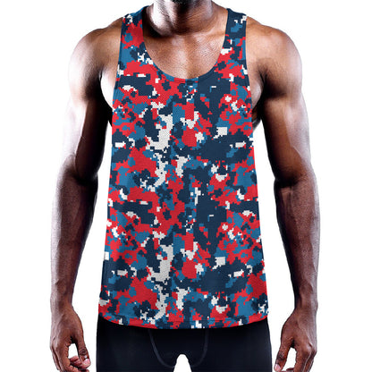 Blue Red And White Digital Camo Print Training Tank Top