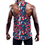 Blue Red And White Digital Camo Print Training Tank Top