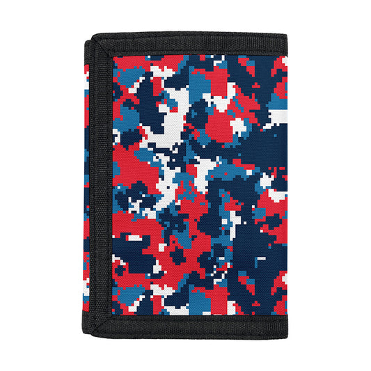 Blue Red And White Digital Camo Print Trifold Wallet