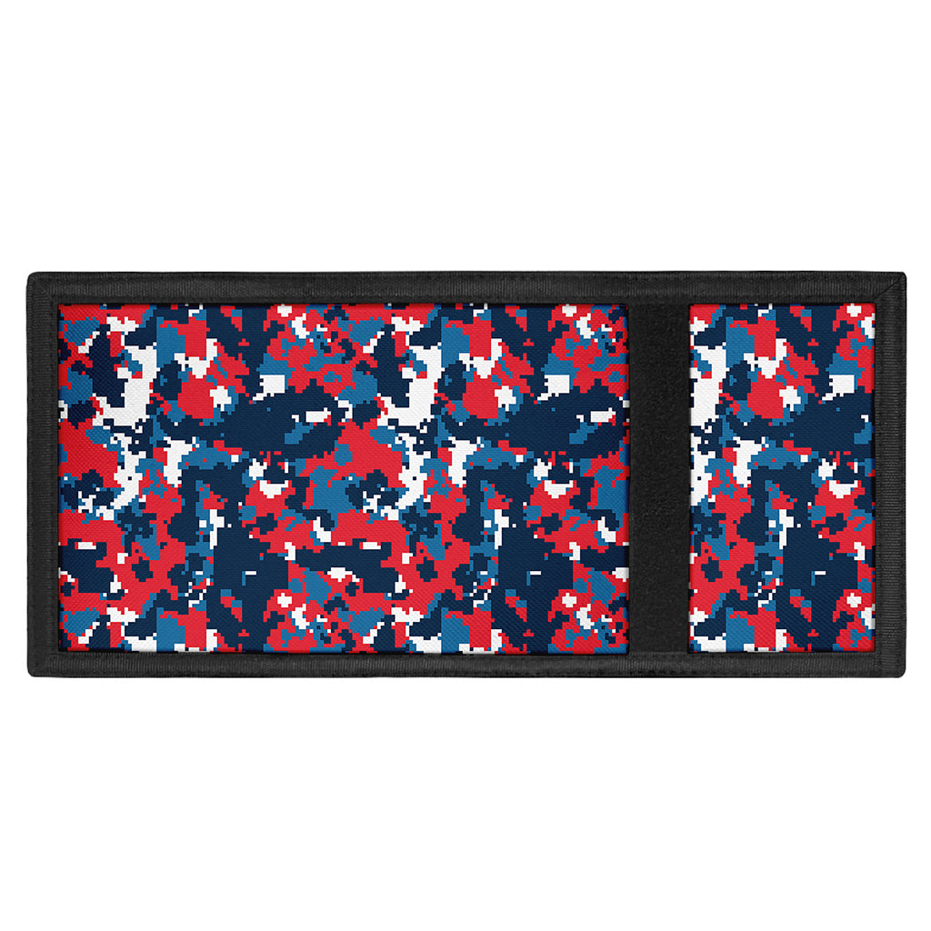 Blue Red And White Digital Camo Print Trifold Wallet