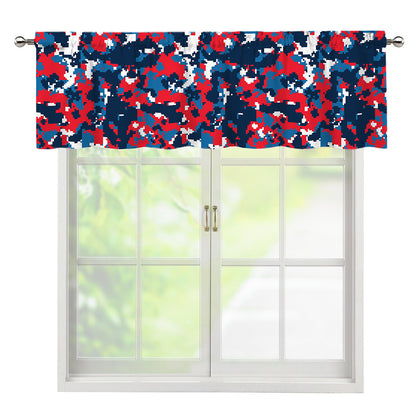 Blue Red And White Digital Camo Print Window Valance