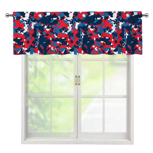 Blue Red And White Digital Camo Print Window Valance