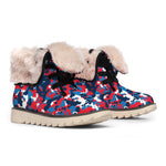 Blue Red And White Digital Camo Print Winter Boots