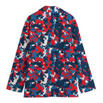 Blue Red And White Digital Camo Print Women's Blazer