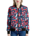 Blue Red And White Digital Camo Print Women's Bomber Jacket