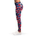 Blue Red And White Digital Camo Print Women's Leggings