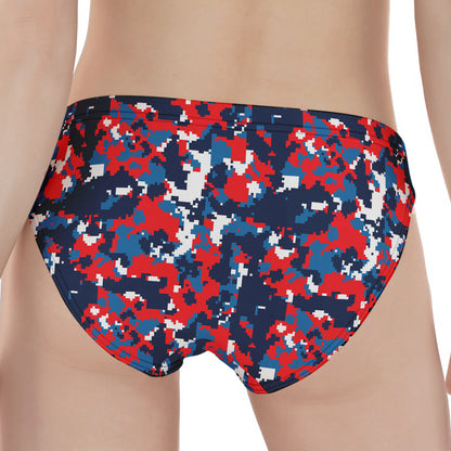 Blue Red And White Digital Camo Print Women's Panties