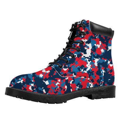 Blue Red And White Digital Camo Print Work Boots
