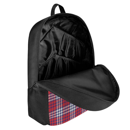 Blue Red And White USA Plaid Print 17 Inch Backpack