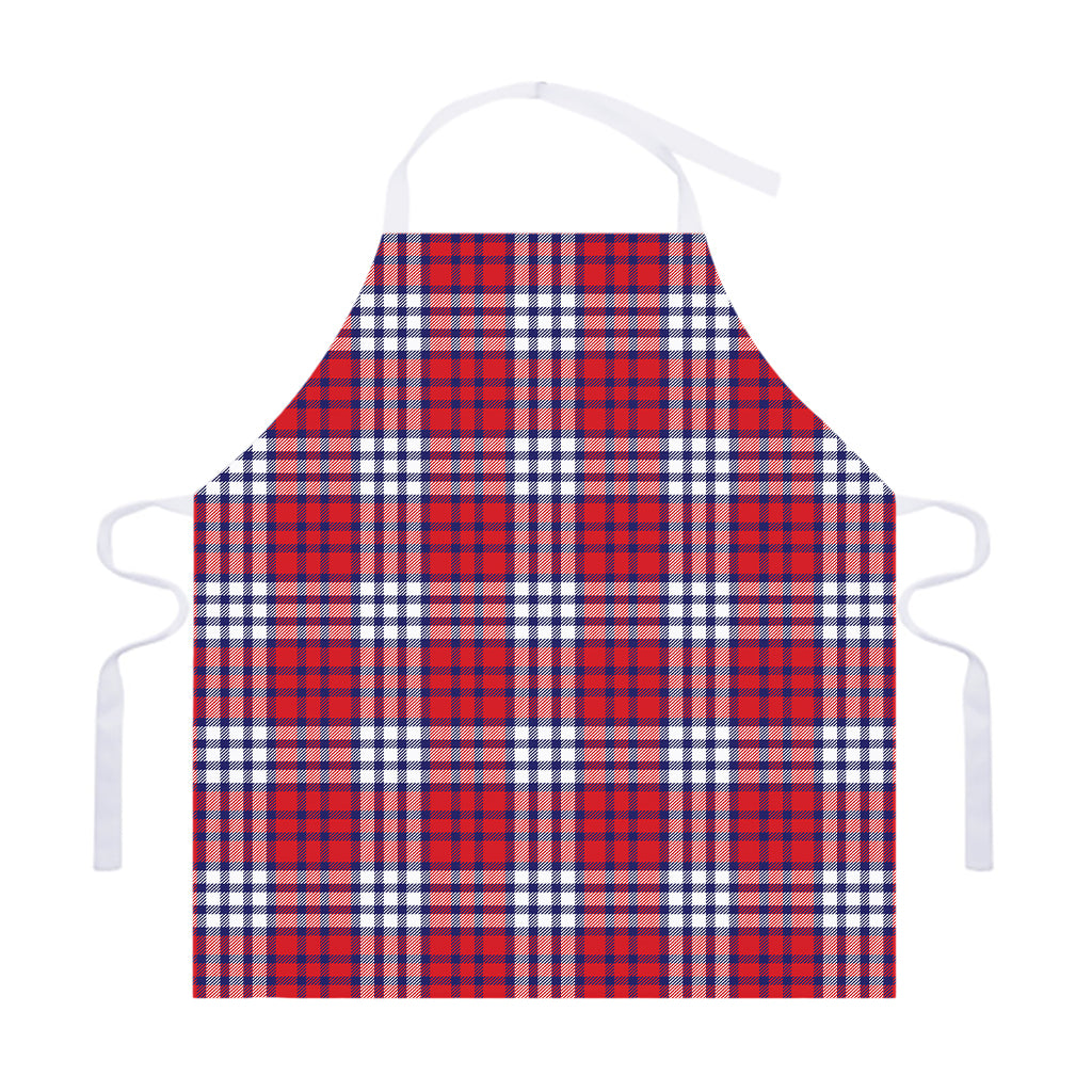 Blue Red And White USA Plaid Print Adjustable Apron