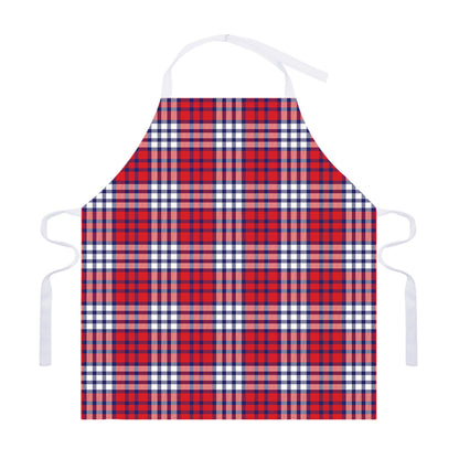 Blue Red And White USA Plaid Print Adjustable Apron