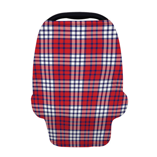 Blue Red And White USA Plaid Print Baby Seat Cover