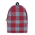 Blue Red And White USA Plaid Print School Backpack