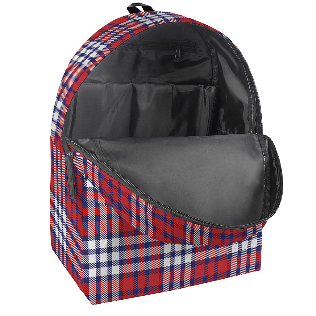 Blue Red And White USA Plaid Print Backpack