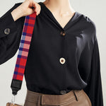 Blue Red And White USA Plaid Print Bag Strap