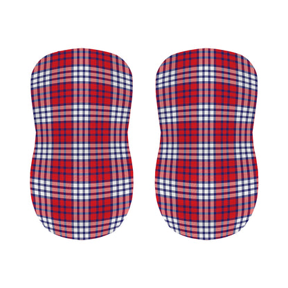 Blue Red And White USA Plaid Print Bar Stool Covers