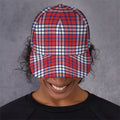 Blue Red And White USA Plaid Print Baseball Cap