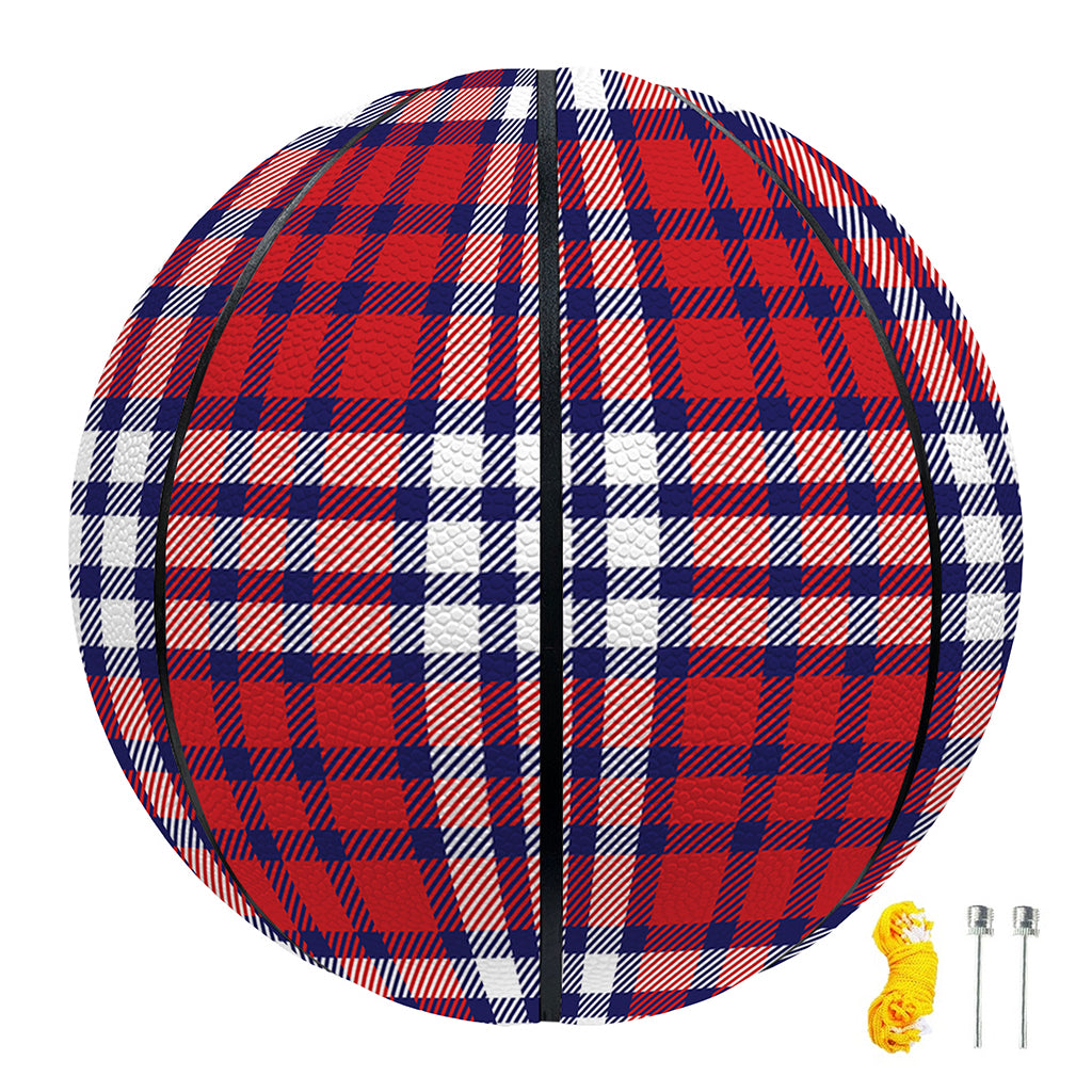 Blue Red And White USA Plaid Print Basketball