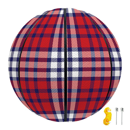 Blue Red And White USA Plaid Print Basketball