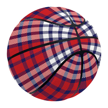 Blue Red And White USA Plaid Print Basketball