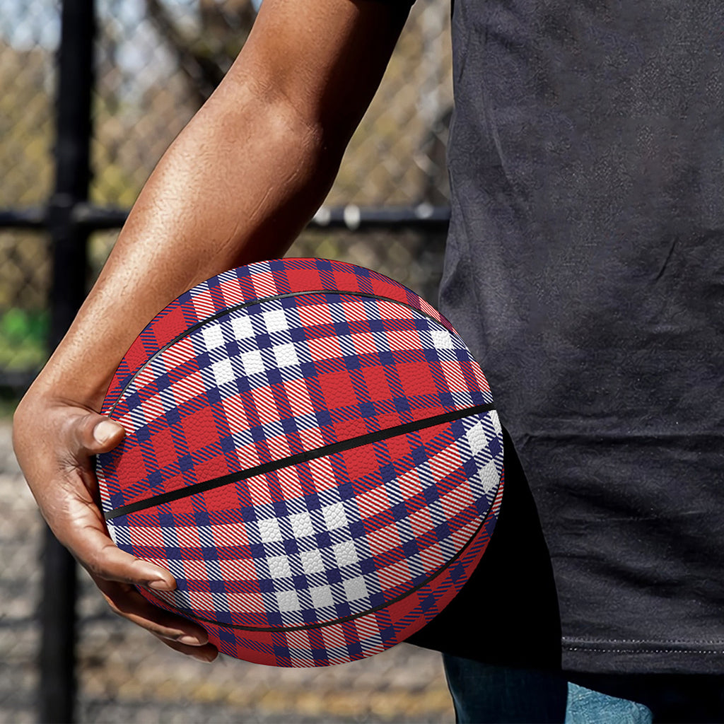 Blue Red And White USA Plaid Print Basketball