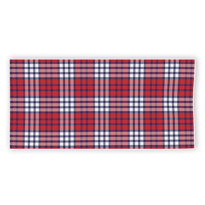 Blue Red And White USA Plaid Print Beach Towel