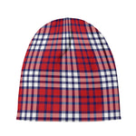 Blue Red And White USA Plaid Print Beanie