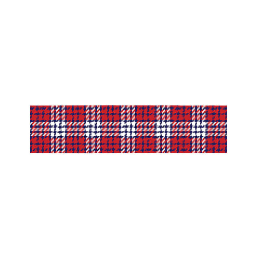 Blue Red And White USA Plaid Print Bed Runner