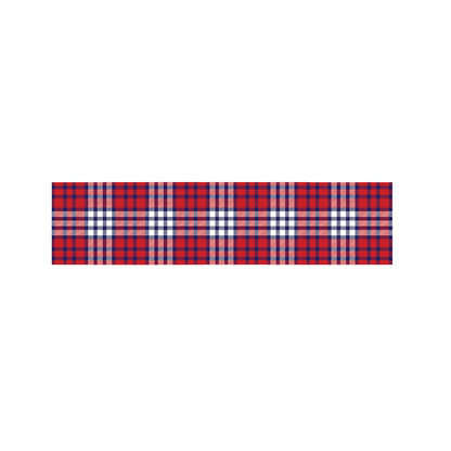 Blue Red And White USA Plaid Print Bed Runner