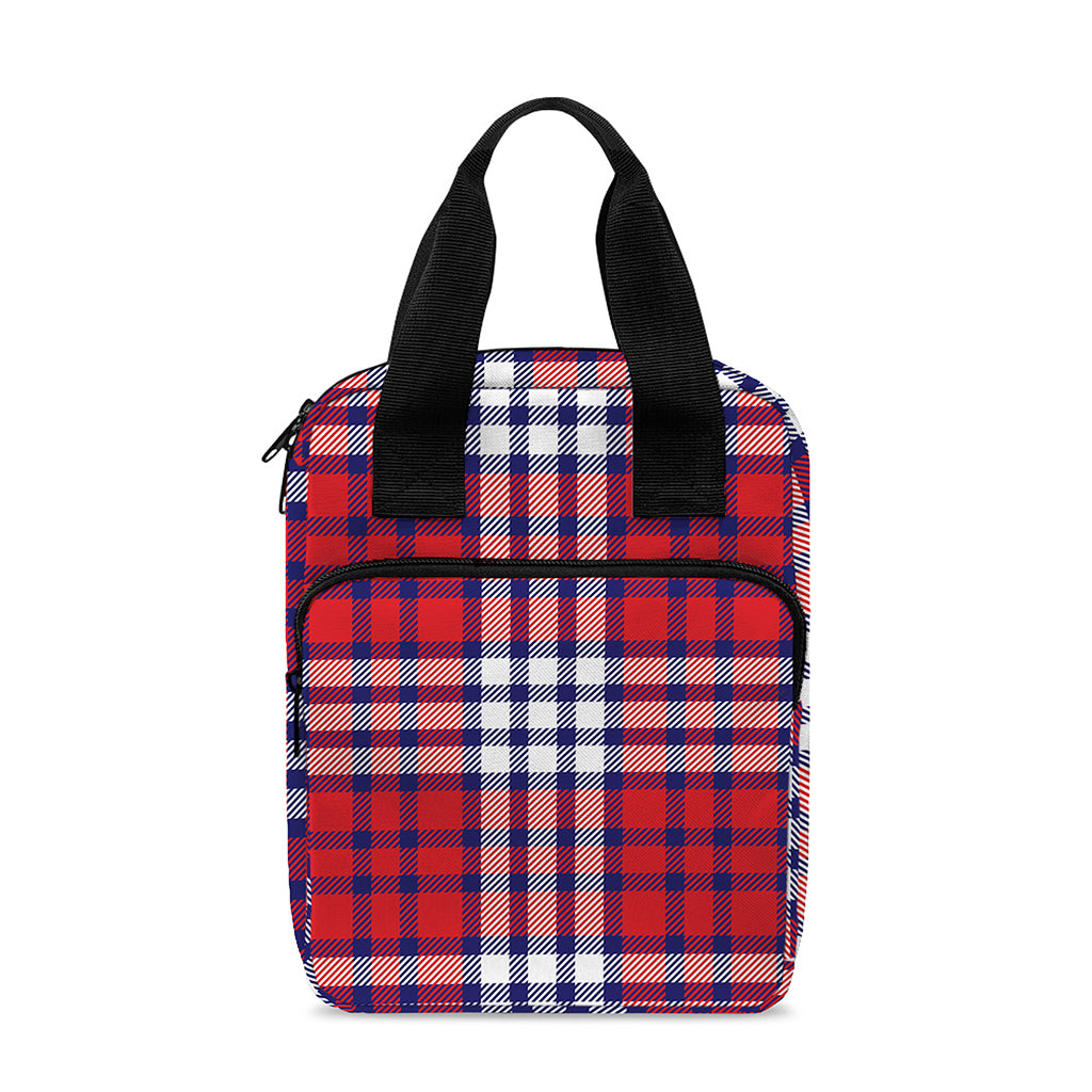 Blue Red And White USA Plaid Print Bible Tote Bag