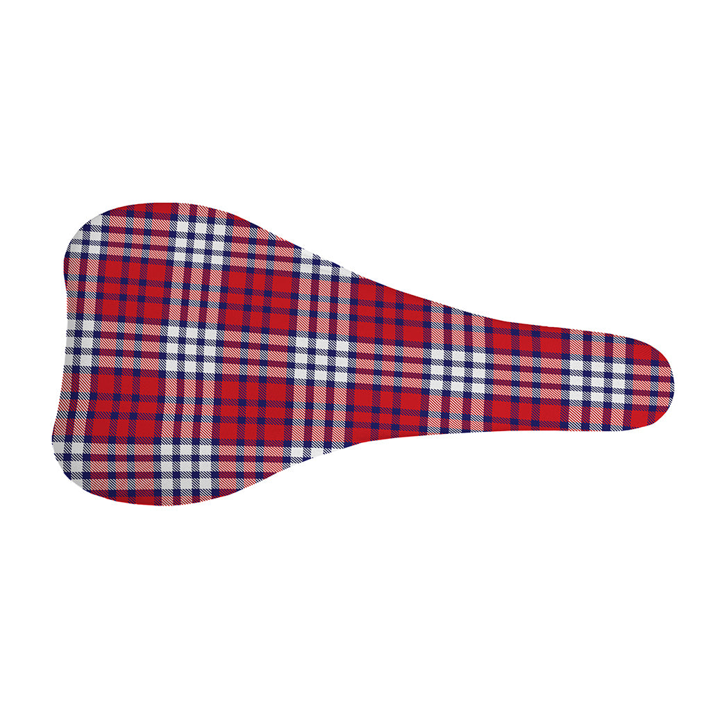 Blue Red And White USA Plaid Print Bicycle Seat Cover