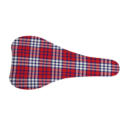 Blue Red And White USA Plaid Print Bicycle Seat Cover