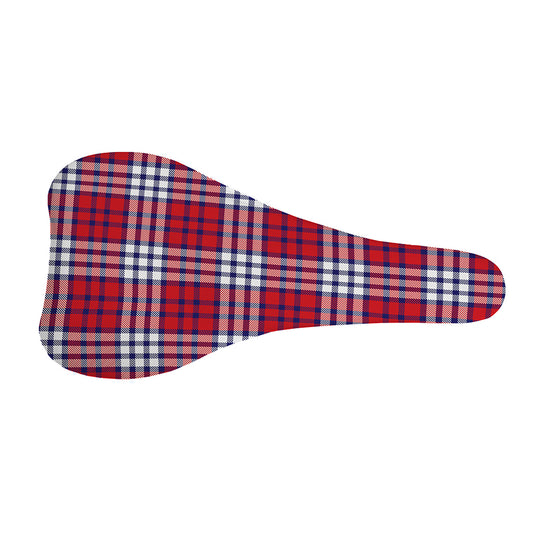 Blue Red And White USA Plaid Print Bicycle Seat Cover