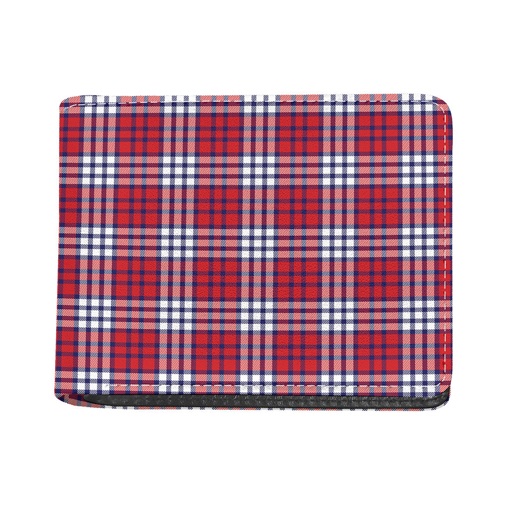 Blue Red And White USA Plaid Print Bifold Wallet