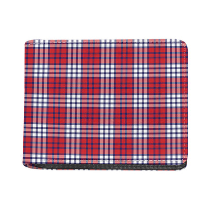 Blue Red And White USA Plaid Print Bifold Wallet