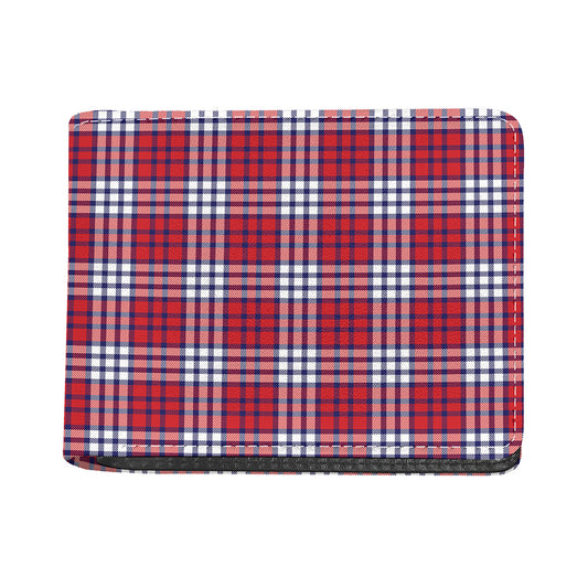 Blue Red And White USA Plaid Print Bifold Wallet