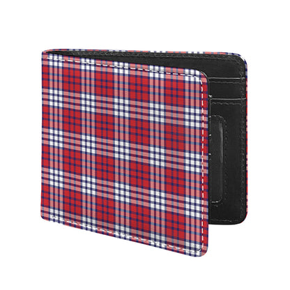 Blue Red And White USA Plaid Print Bifold Wallet