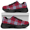 Blue Red And White USA Plaid Print Black Chunky Shoes