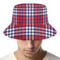 Blue Red And White USA Plaid Print Bucket Hat