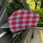 Blue Red And White USA Plaid Print Car Side Mirror Covers