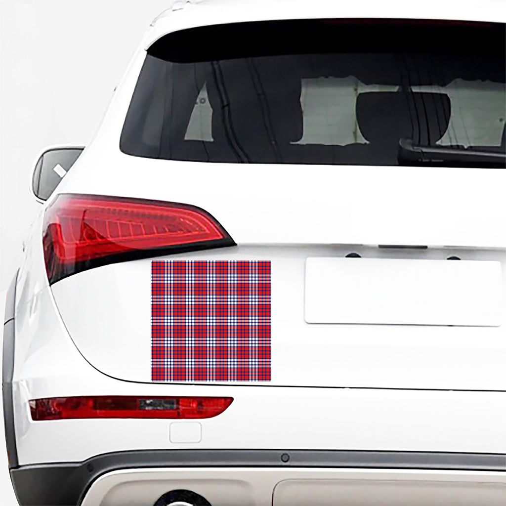 Blue Red And White USA Plaid Print Car Sticker
