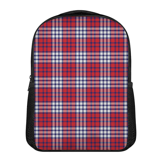 Blue Red And White USA Plaid Print Casual Backpack