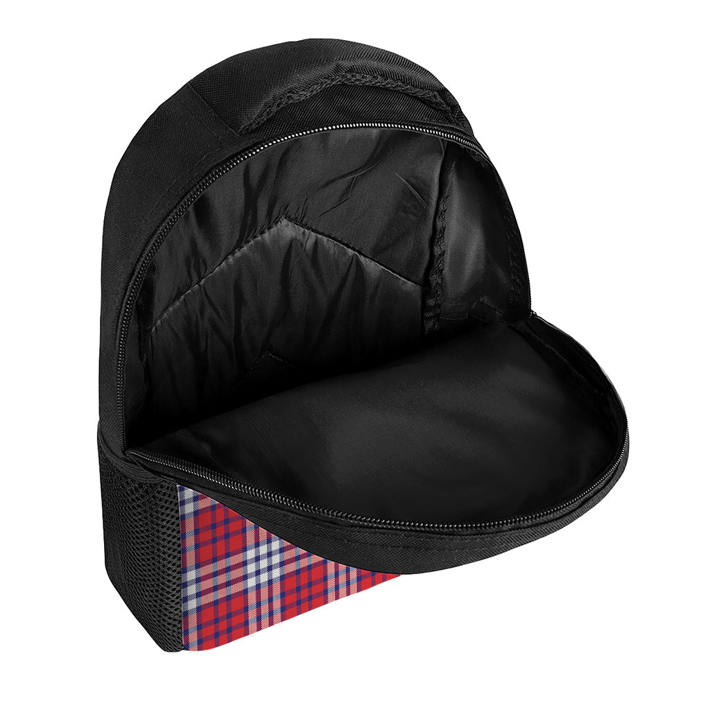 Blue Red And White USA Plaid Print Casual Backpack